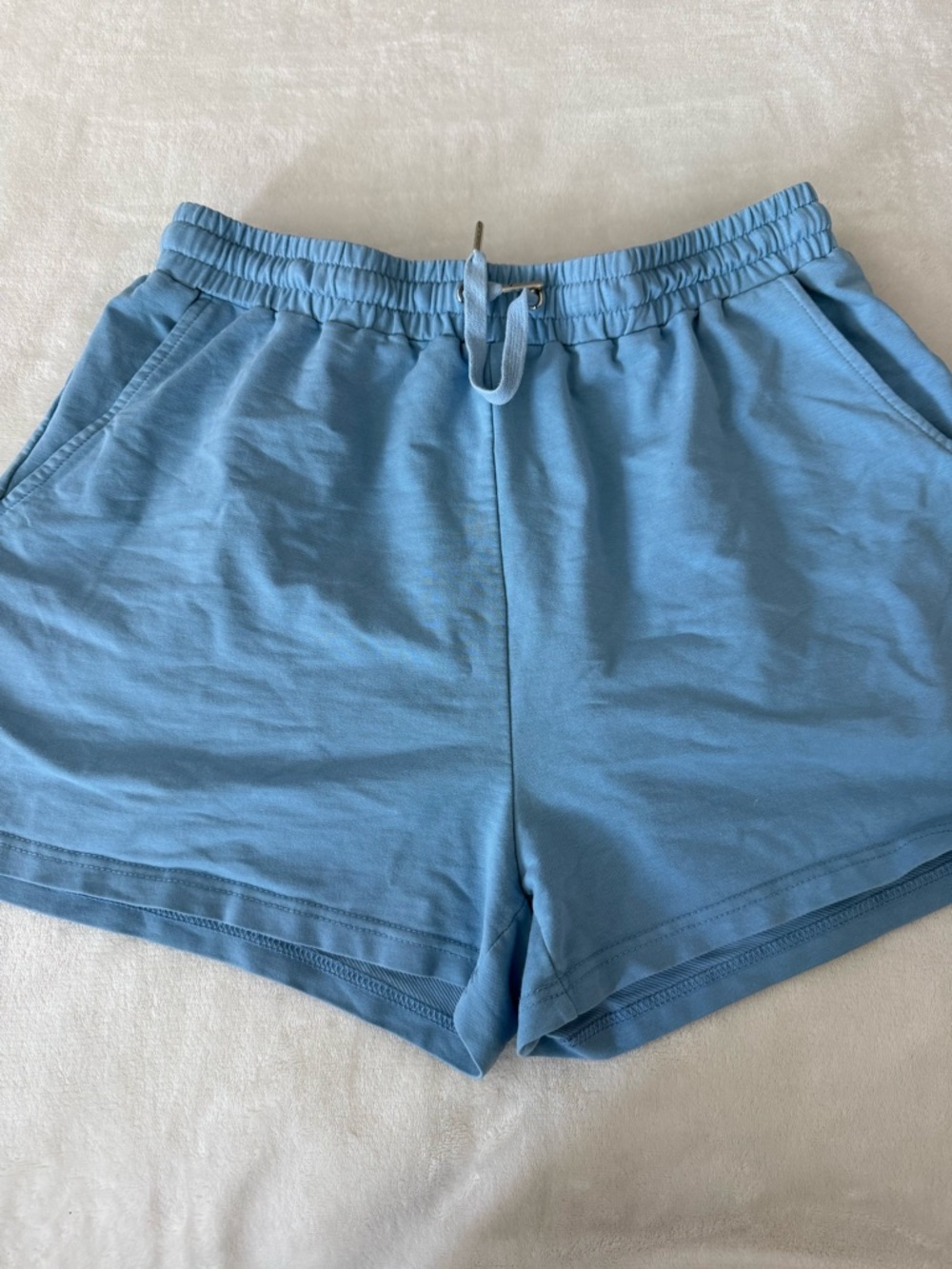 Zesica Women’s Sweat Shorts Dusty Blue Size Large Pockets Drawstring E29